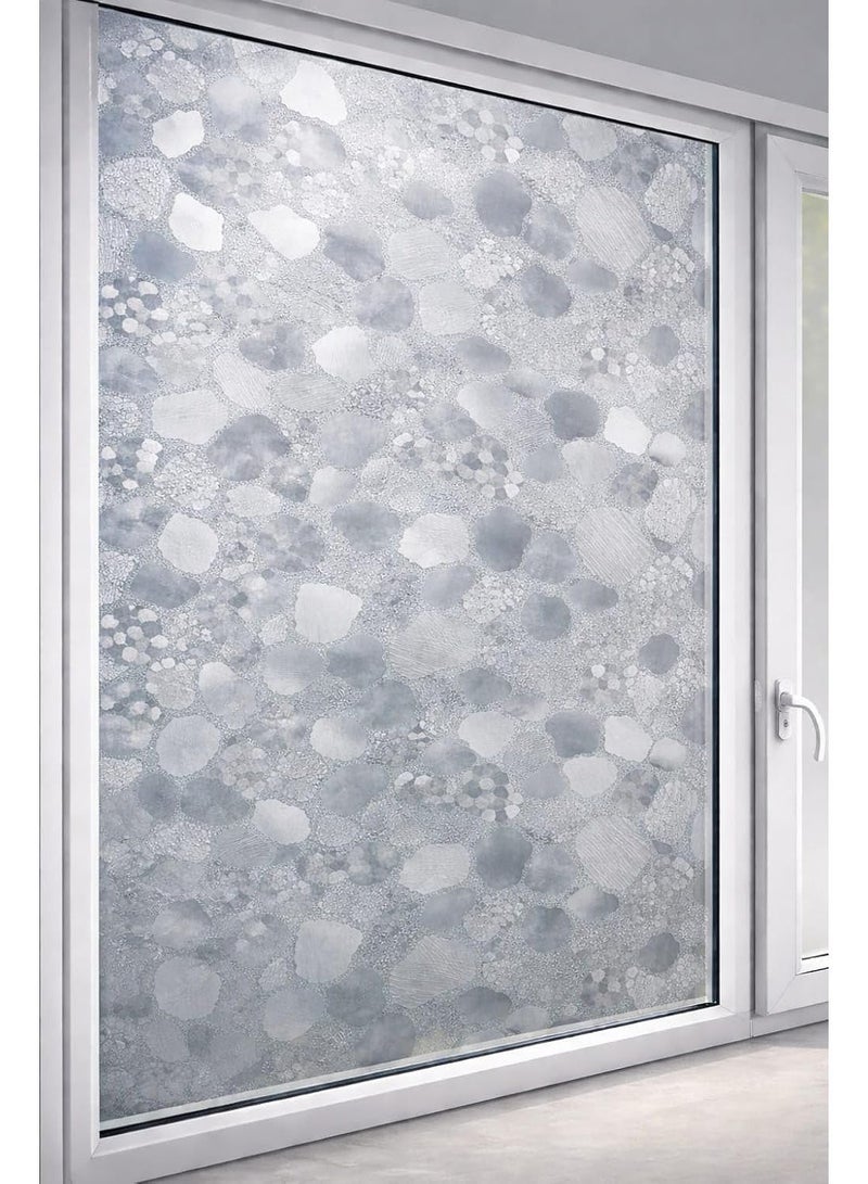 غشاء نافذة منقوش للخصوصية، غشاء زجاجي مزخرف للحماية من اشعة الشمس، غشاء الكتروستاتيكي سهل الاستخدام بالماء 2 متر × 45 سم، نافذة قابلة للازالة للمكتب والحمام والمطبخ وغرفة النوم (شكل 6) - Image 5